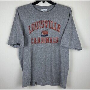Vintage Y2K 2005 Louisville Cardinals NCAA Graphic T-Shirt / Grey / Size XL